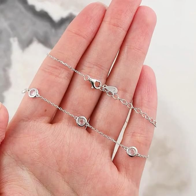 Sterling Diamond Circle Necklace - Minimalist Delicate Chain Jewelry for Women. Dainty geometric pendant necklace perfect for layering or everyday wear. Hypoallergenic and elegant design.